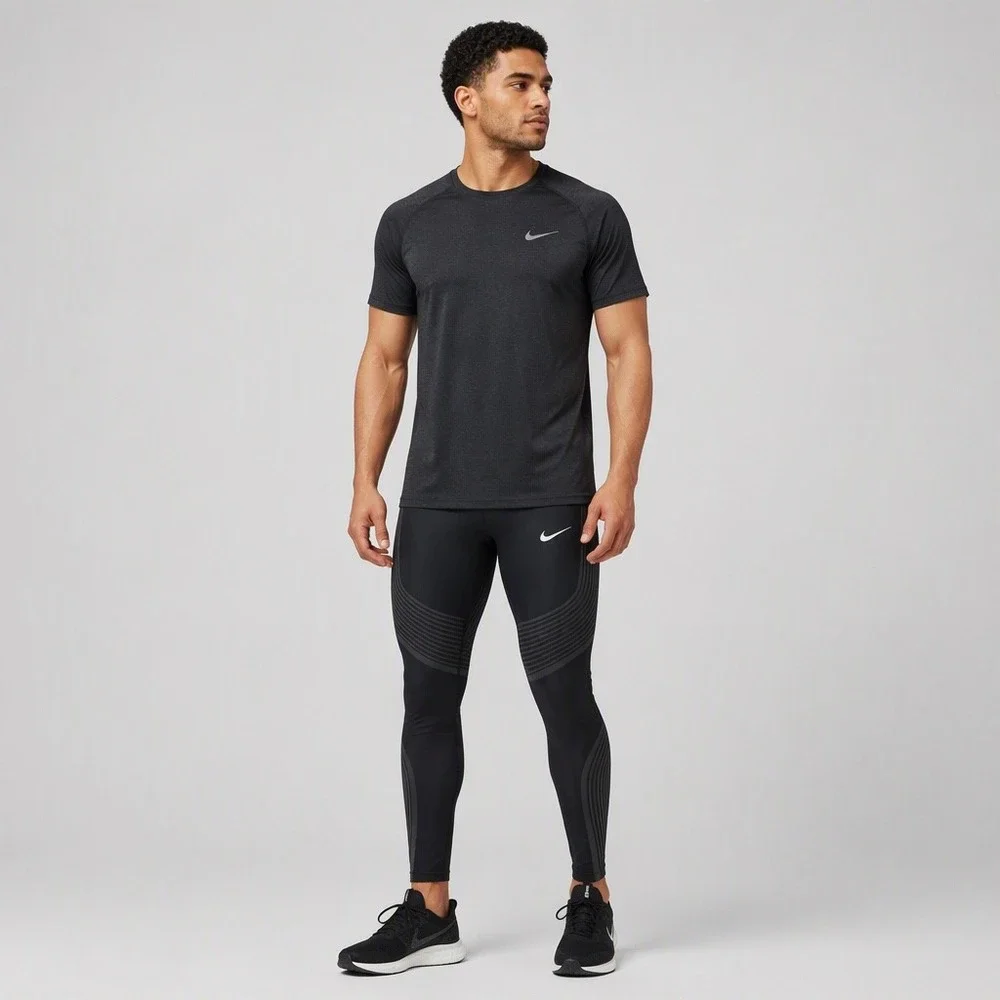 Nike Pro Dri-FIT Mens Black Compression Tights Star Pattern Training Pants M